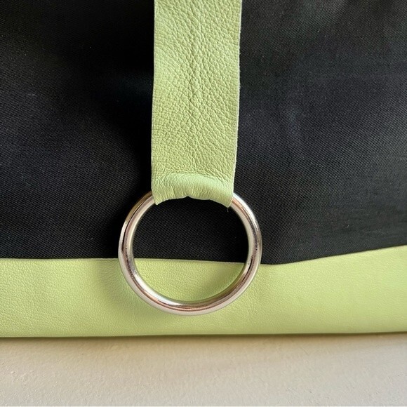 Bobo Bags Handcrafted in Denver Lime Green & Black Handbag Purse Bamboo Handles - Picture 3 of 15